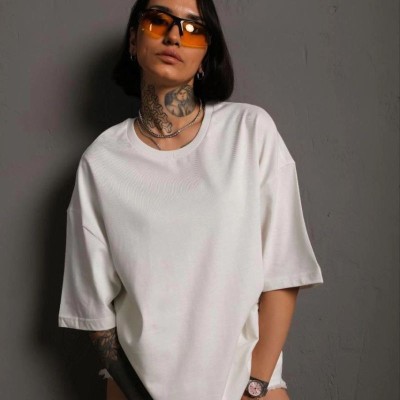Kadın Tişört Yazlık Düz Kısa kol Penye T-shirt - Beyaz
