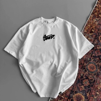 Kadın Yazlık Bisiklet Yaka Baskılı Regular Fit Tişört Kısa Kol T-Shirt - Beyaz