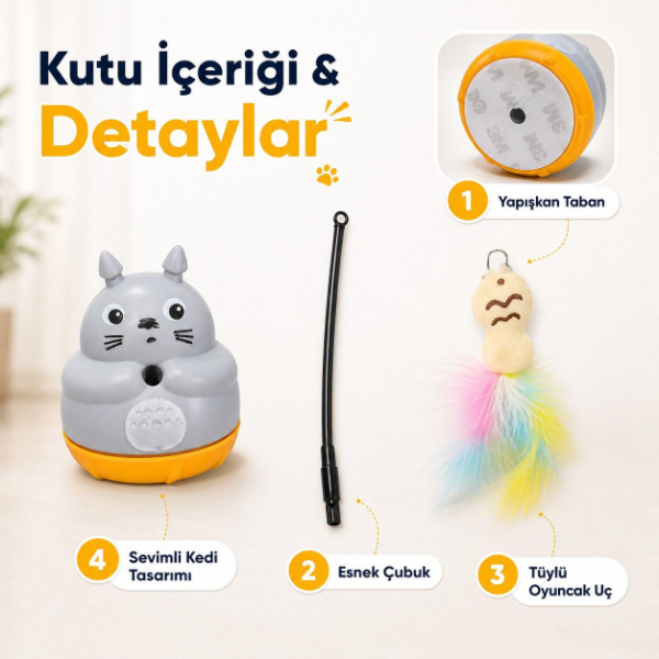 Kedi Şekilli Dönen Peluş Balıklı Olta Oyuncağı 