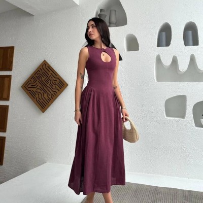 Kolsuz Uzun Kabardin Elbise - Bordo