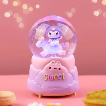 Kuromi İçi Dönmeli Püskürtmeli Işıklı Müzikli Kar Küresi Büyük Boy - Model 1 