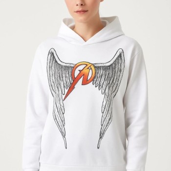 Metallica İki İplik Kapüşonlu Ön ve Arka Baskılı hoodie - Beyaz