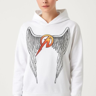 Metallica İki İplik Kapüşonlu Ön ve Arka Baskılı hoodie - Beyaz