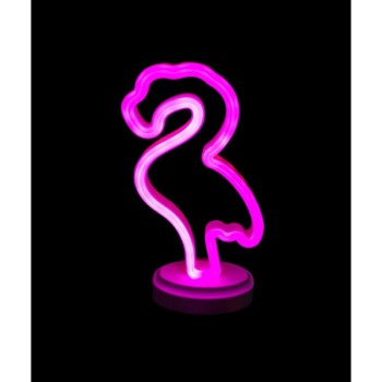 Neon Işıklı Flamingo Yazılı Masa Gece Lambası 
