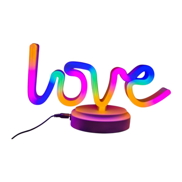 Neon Işıklı Love Yazılı Masa Gece Lambası 
