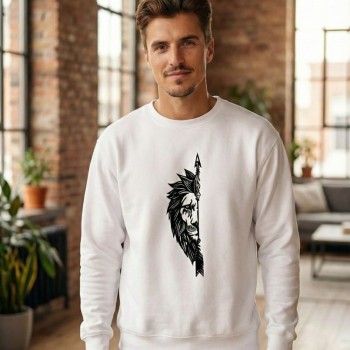 Oversize Bisiklet Yaka Sevgililer Günü Baskılı Sweatshirt - Beyaz