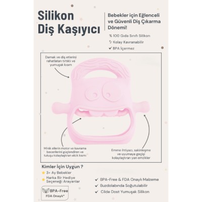 Pembe Bebek Silikon Diş Kaşıyıcı  