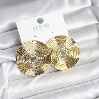 Pirinç Gold Renk Circle Model Kadın Küpe