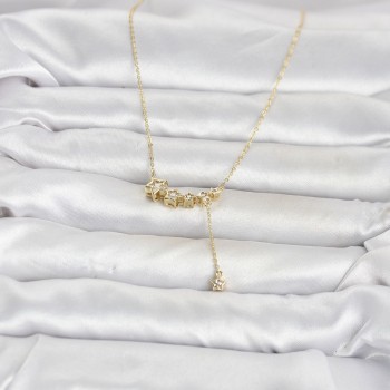 Pirinç Gold Renk Minimal Sallantılı Yıldız Model Kadın Kolye