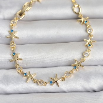 Pirinç Gold Renk Sıralı Deniz Yıldızı Model Kadın Bileklik