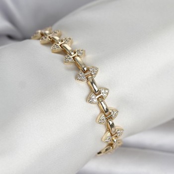 Pirinç Gold Renk Zirkon Taşlı Kadın Bileklik