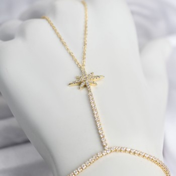 Pirinç Gold Renk Zirkon Taşlı Kutup Yıldızı Model Şahmeran