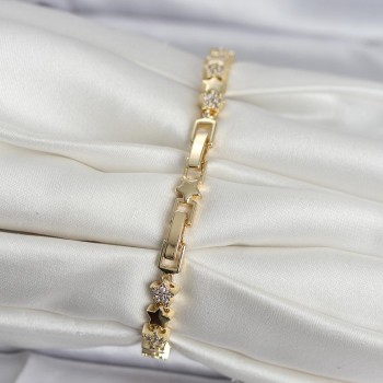 Pirinç Gold Renk Zirkon Taşlı Yıldız Model Kadın Bileklik