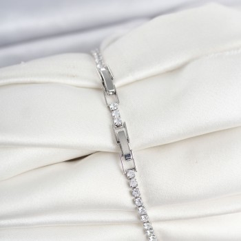 Pirinç Gümüş Renk Zirkon Taşlı Swan Model Su Yolu Kadın Bileklik