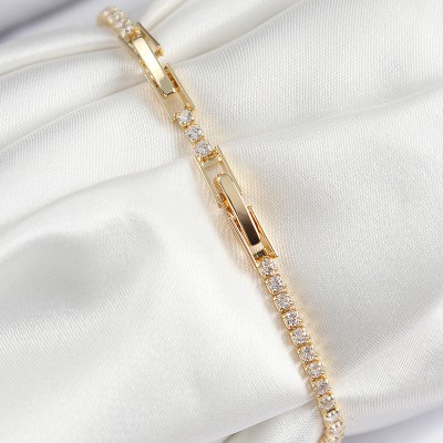Pirinç Zirkon Taşlı Sonsuzluk Kalp Model Gold Renk Kadın Bileklik