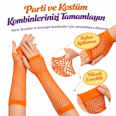 Retro Turuncu File Parmaksız Eldiven 26 cm