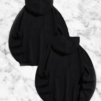Sevgili Çift Kombini Örümcek Baskılı Kapüşonlu Sweatshirt Hoodie - Siyah