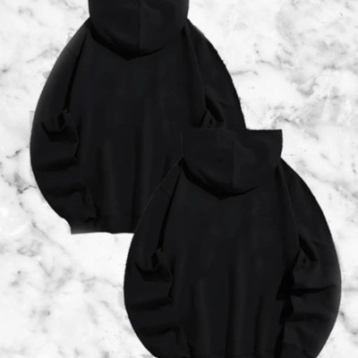 Sevgili Çift Kombini Örümcek Baskılı Kapüşonlu Sweatshirt Hoodie - Siyah
