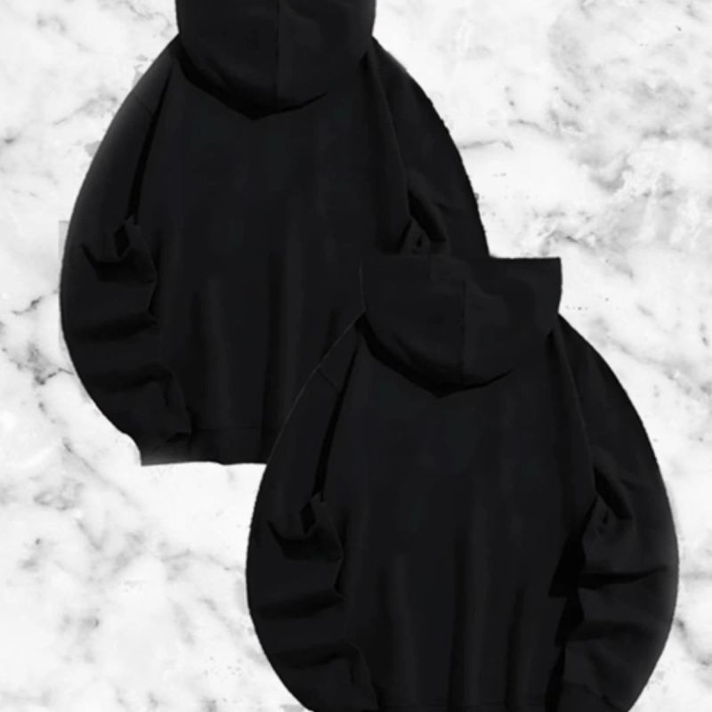 Sevgili Çift Kombini Örümcek Baskılı Kapüşonlu Sweatshirt Hoodie - Siyah