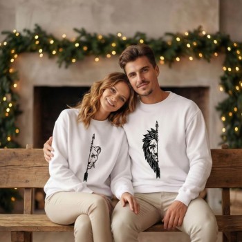 Sevgililer Günü Baskılı Oversize Bisiklet Yaka Sweatshirt - Beyaz