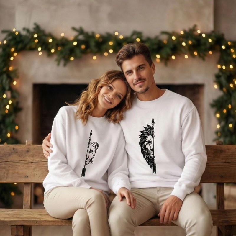 Sevgililer Günü Baskılı Oversize Bisiklet Yaka Sweatshirt - Beyaz