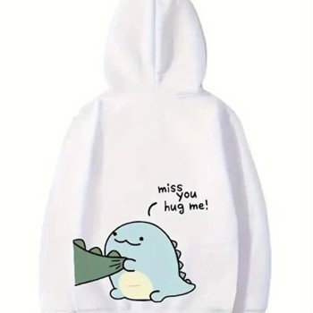 Sevgililer Günü Baskılı Oversize Kapüşonlu Sweatshirt Hoodie - Beyaz