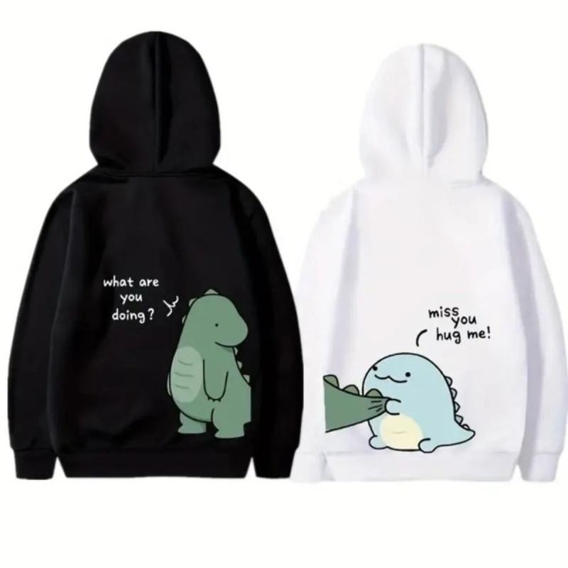 Sevgililer Günü Baskılı Oversize Kapüşonlu Sweatshirt Hoodie - Siyah