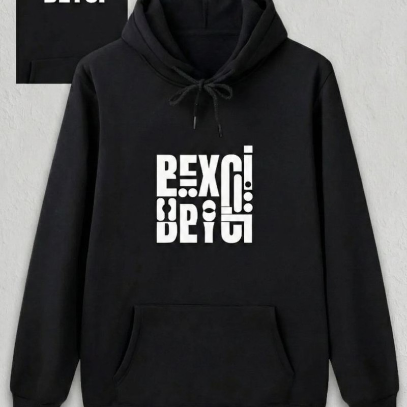 Sevgililer Günü Beyci Hediye Baskılı Oversize Kapüşonlu Sweatshirt - Siyah