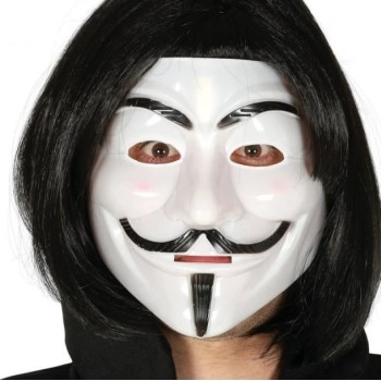 Siyah Renk Kısa Saç ve V For Vendetta Maskesi