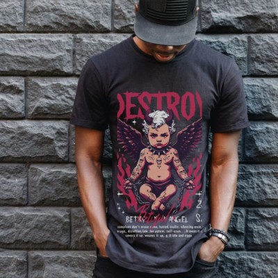 Unisex Oversize 24/1 Penye DTF Baskılı Tişört - DTF144