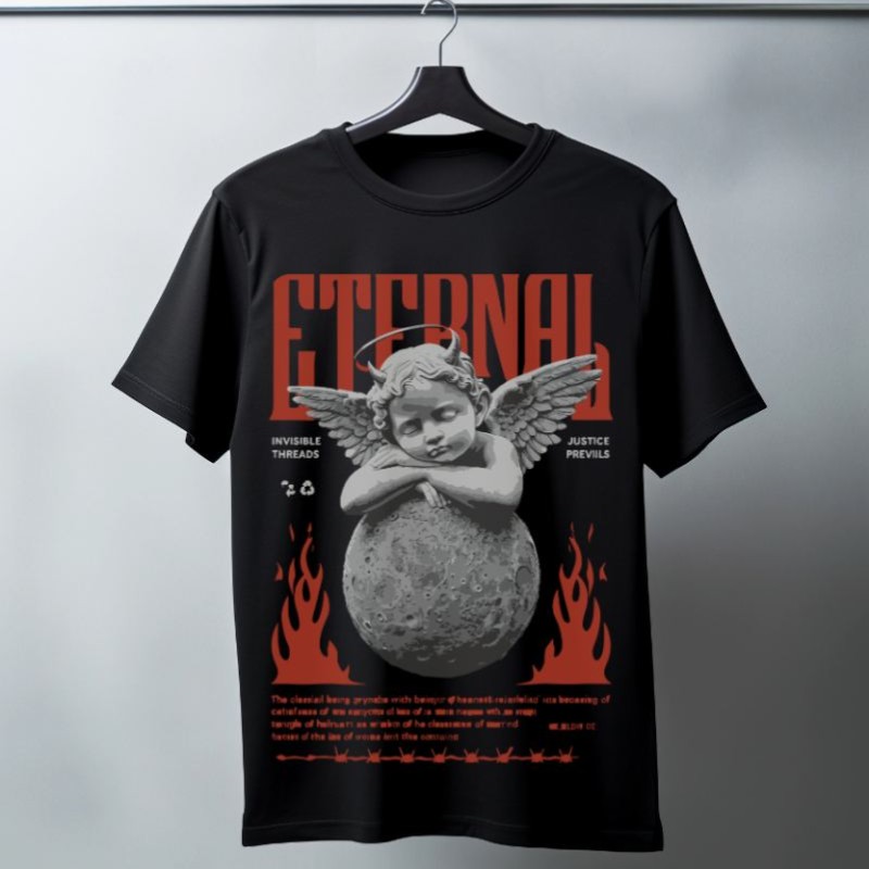 Unisex Oversize 24/1 Penye DTF Baskılı Tişört - DTF86