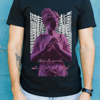 Unisex Oversize 24/1 Penye DTF Baskılı Tişört - DTF97