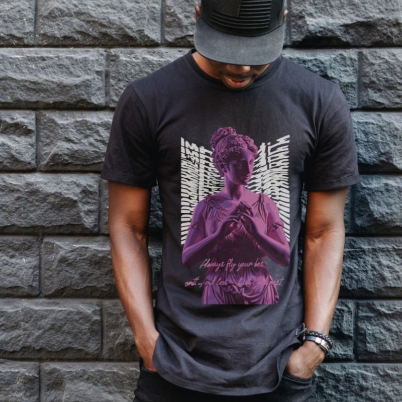 Unisex Oversize 24/1 Penye DTF Baskılı Tişört - DTF97