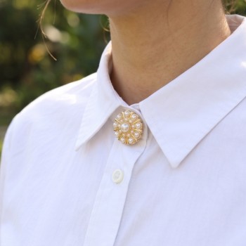 Vintage Model Gold Renk Düğme veya Manşet Broşu