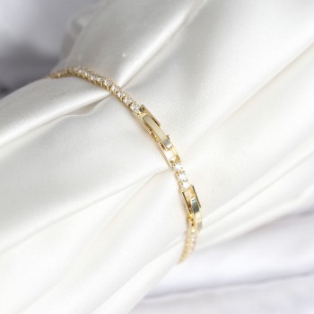 Yıldız Model Zirkon Taşlı Gold Renk Pirinç Su Yolu Kadın Bileklik