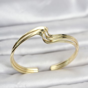 Zikzak Model Gold Renk Pirinç Kadın Bileklik